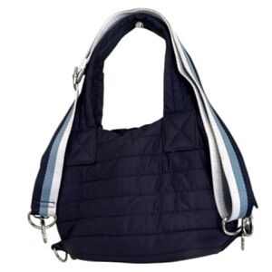 Sondra Robert’s purse Navy Quilted puffer Tote Bag crossbody striped nautical